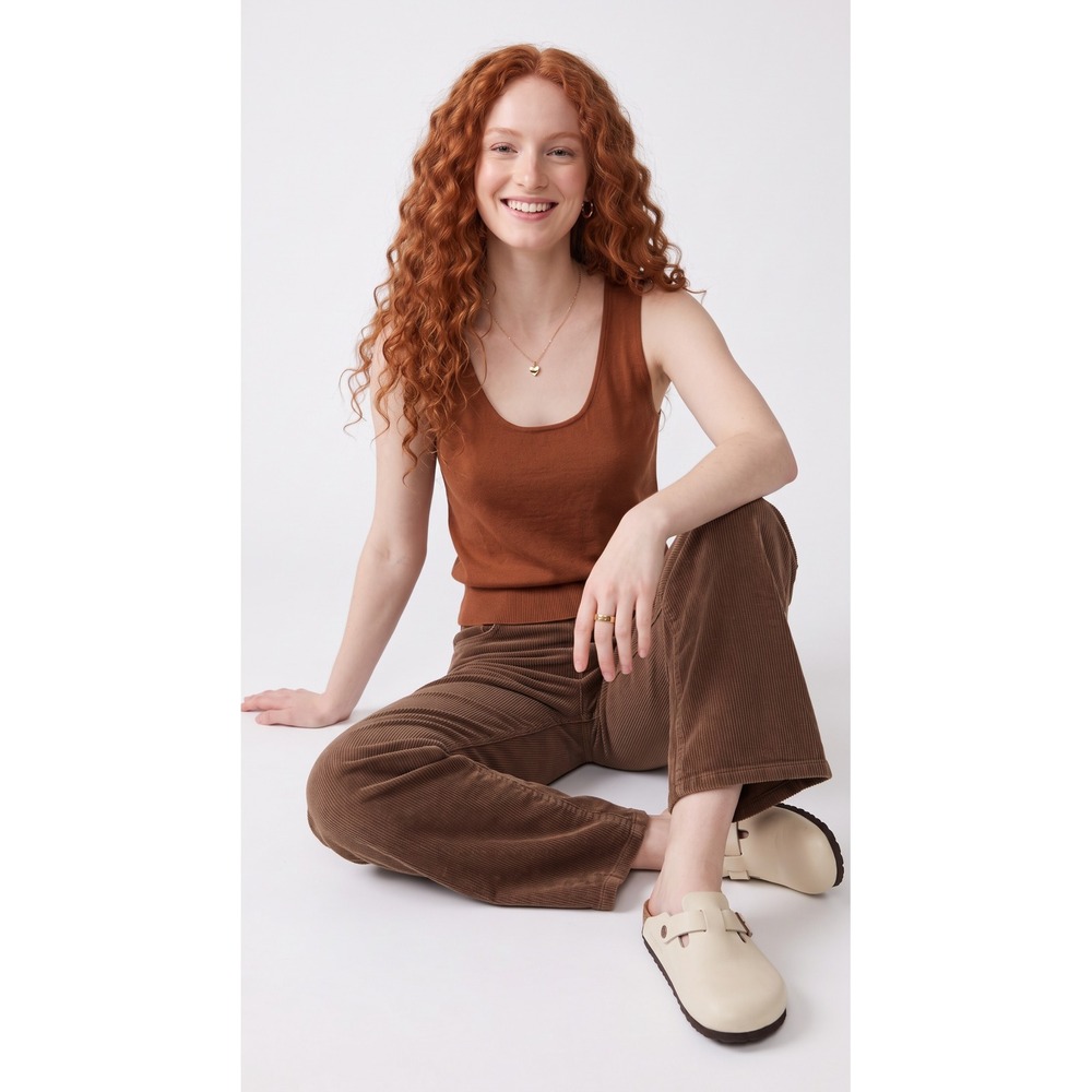 Loulou Cinnamon Brown Viscose Tank Size M Quiet Luxury Capsule Wardrobe Fall